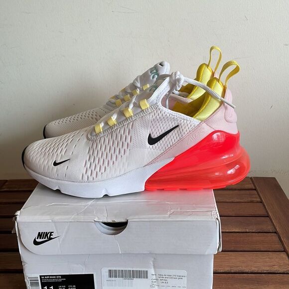 Nike Air Max 270 White Bright Crimson Women Size 8(FZ3624-100) - Picture 8 of 13